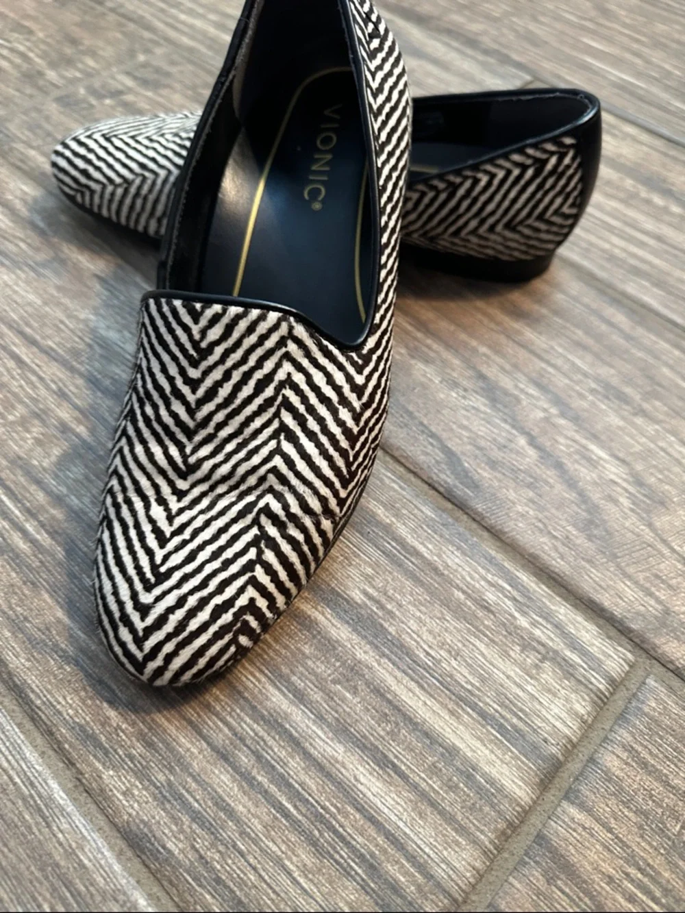 Vionic Black & White Zebra-Pattern Slip-On Loafers - Picture 2 of 7